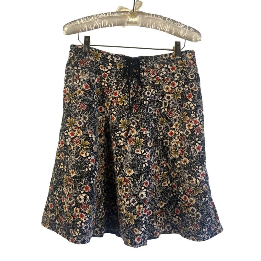 Edme & Esyllte Boho Floral A-Line Skirt With Lace-Up Detail Size 4